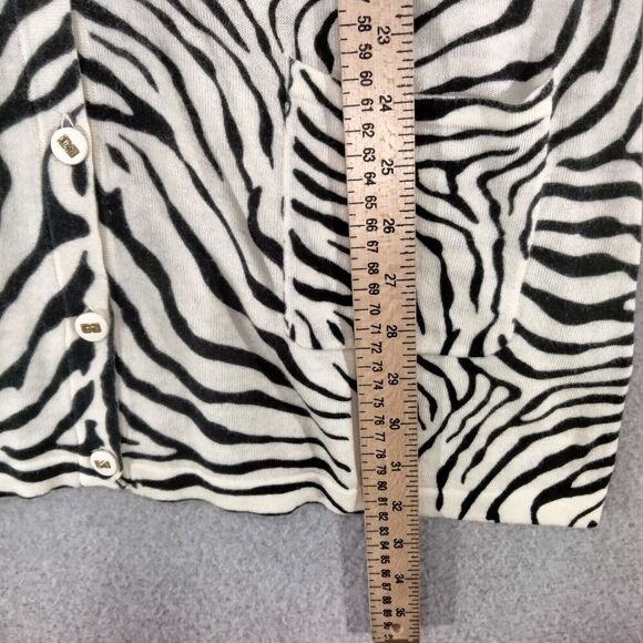 J McLaughlin Cardigan Sweater Womens Sz M Black White Zebra Striped Button Down - Picture 4 of 12